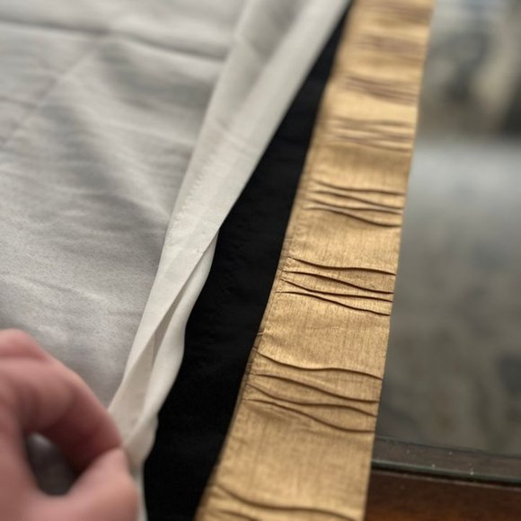 Sets of 2 Custom 39.5W X 96L Gold/Tan Double Lined Room-darkening Curtains - Picture 5 of 7